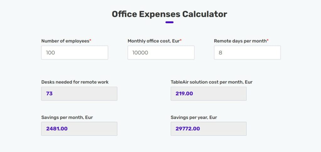Office expenses calculator