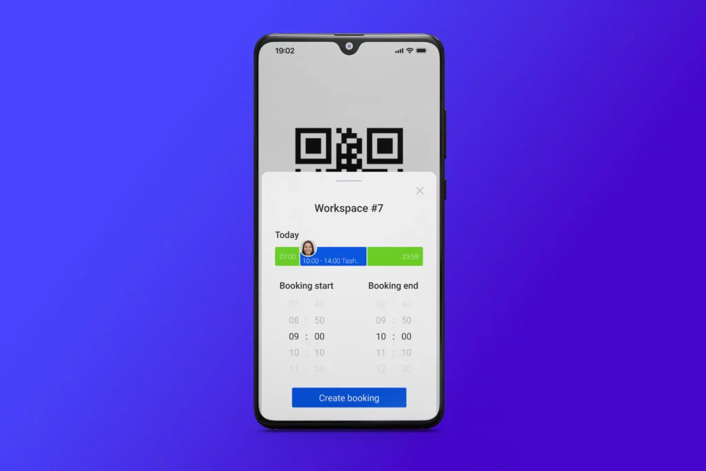 Desk booking QR code check-in